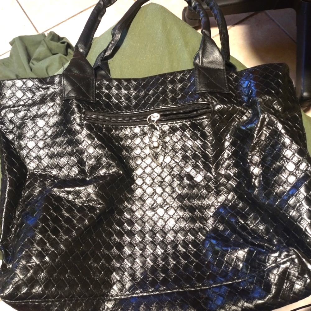 faux leather tote handbag